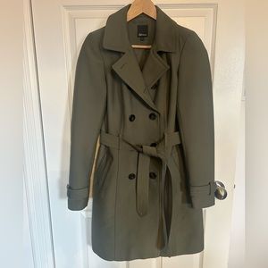 3/$20 Khaki green knee-length trench